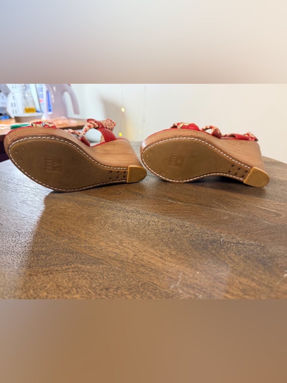 Frye Corrina Whipstitch Wedge Sandal Size 7 - Picture 6 of 8